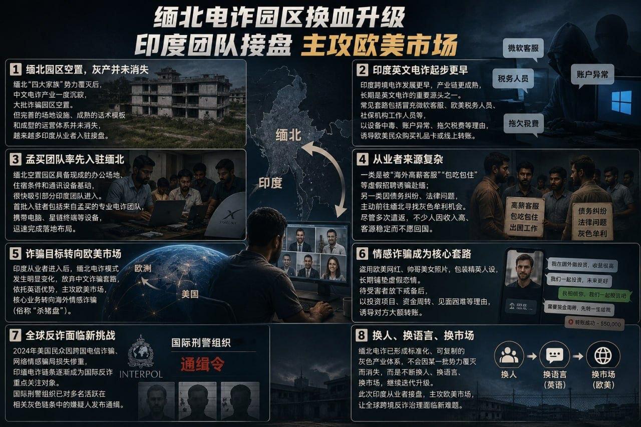 缅北电诈园区 “换血”：印度团伙接盘，全面转向欧美英语市场-东南亚警务报道